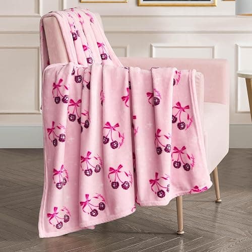 Juicy Couture Disco Cherry Bows Plush 50" x 70" Throw Blanket, Pink thumbnail 3