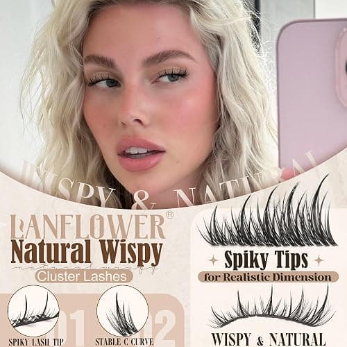 Wispy Lash Clusters Kit Fairy Lash Extension Kit Natural Cluster Eyelash Extensions Manga Eyelash Extension Kit Invisible Band Anime Individual Lashes Clusters by Lanflower thumbnail 5