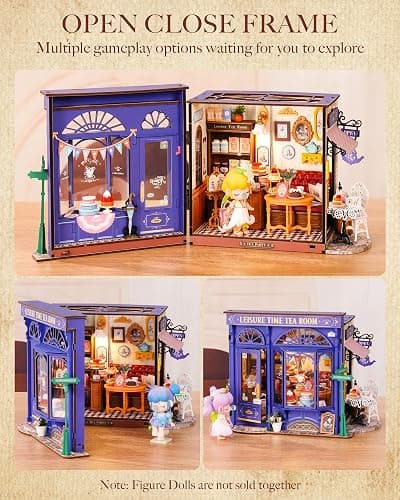 Rolife DIY Miniature House Kit Leisure Tea Time, 3D Book Nook Openable Bookshelf Decor for Adults, Mini Model House Kits, DIY Crafts Kit Halloween for Adults (Leisure Tea Time) thumbnail 4