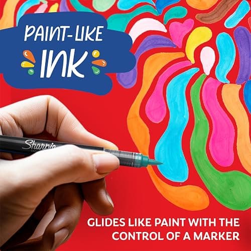 Sharpie Creative Markers, Water-Based Acrylic, Brush Tip, Assorted Colors, 12 Count – Arts & Crafts, Kids Activity, School Classroom; Works on Paper, Metal, Wood, Ceramic, Glass, Rock, Canvas thumbnail 3