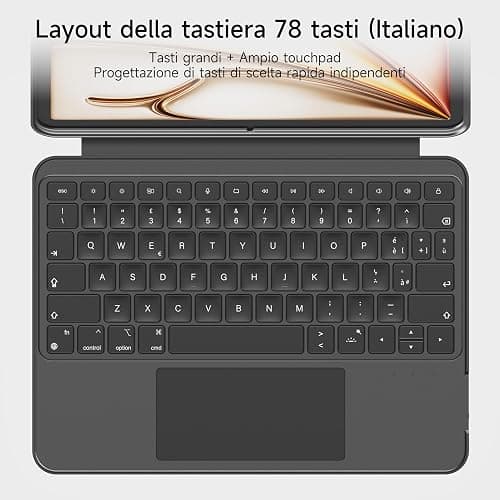 HOU Custodia con Tastiera per iPad Air 11 (M3/M2) 2025, Custodia Magnetica Staccabile con Tastiera per iPad Pro 11 (4ª/3ª/2ª/1ª Gen) e iPad Air (6ª/5ª/4ª Gen), con Touchpad, Retroilluminazione - Nero thumbnail 7
