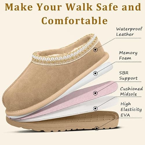metricfalcon Women's Slippers Platform Mini Boots For Women Suede Leather Indoor/Outdoor Anti-Slip Slipper Comfy Fur Fleece Lined Sneakers Short Ankle Boot thumbnail 4