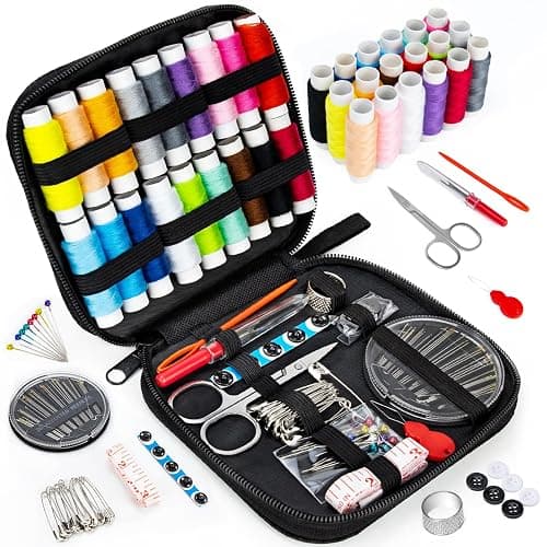 Sewing Kit Basic for Adults, 87 Pcs Sewing Kit with Needle and Thread, Sewing Supplies Portable Travel Emergency Repair Kit for Beginners Home DIY, Gift for Mom and Grandma OKOMER - Image 1