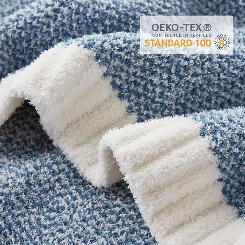 Snuggle Sac Blue Throw Blankets for Couch, Reversible Super Soft Warm Blankets Cozy Knit Blanket Fuzzy Plush Throws for Sofa, Bed, Gift, Heather Blue, 50 x 60 inches thumbnail 4