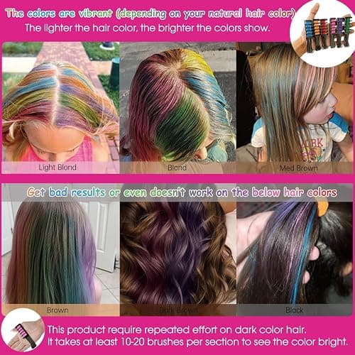 New Hair Chalk Comb Temporary Hair Color Dye for Girls Kids, Washable Hair Chalk for Girls Age 4 5 6 7 8 9 10-12 Birthday Christmas New Year Cosplay Hair DIY Party thumbnail 2