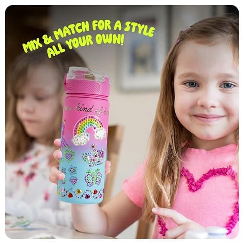 Dan&Darci Decorate Your Own Glow-in-the-Dark Water Bottle Kit for Girls - Birthday Gifts for Girl Ages 4-6 5-7 6-8 - 4 5 6 7 8 Year Old Birthday Gift Ideas - Arts and Crafts for Kids Age 6-8 thumbnail 2