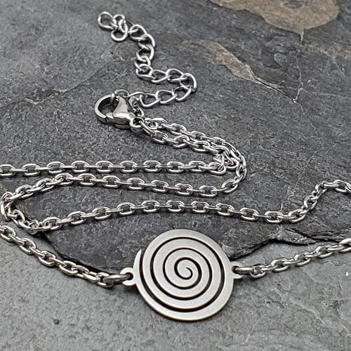EnCharmed Stainless Steel Spiral of Life Dainty Choker, Handmade Minimal Layering Adjustable Necklace 14-16 Inches thumbnail 4