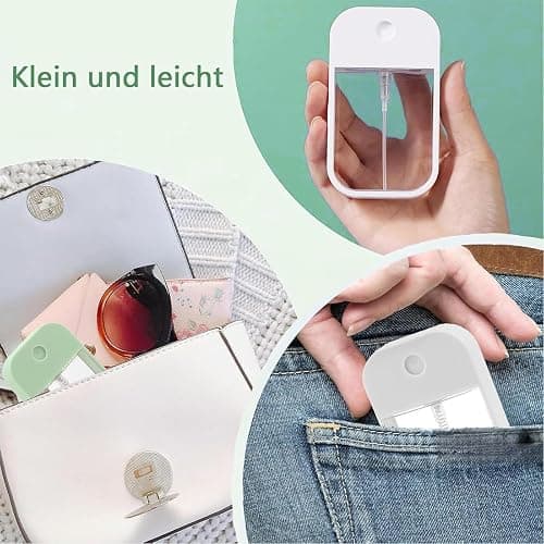 4 Stück 50ml Aesthetic Sprühflaschen: Clean Girl Stuff Mini Feinnebel Sprühflasche für Parfüm, Körperpflege und Kosmetik, Wiederverwendbar in Weiß und Türkis (2+2) thumbnail 5
