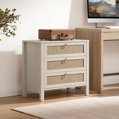 SICOTAS Nightstand Set of 2 with Drawers, Rattan Nightstands, Large Modern Boho Night Stand Wide Bedside Tables for Bedroom thumbnail 8