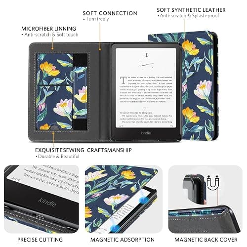CoBak Stand Case for 7" Kindle Paperwhite 12th Gen 2024 and Kindle Colorsoft with Hand Strap - Compatible with iPhone MagSafe, for Samsung/Belkin/Anker Wireless Charging Pads, Durable, Auto Sleep Wake thumbnail 4