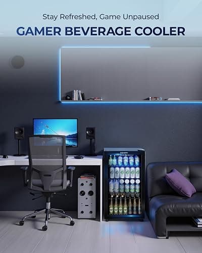 EUHOMY Beverage Refrigerator and Cooler, 128 Can Mini fridge with Glass Door, Small Refrigerator with Adjustable Shelves for Soda Beer or Wine, Home/Bar/Office, Black thumbnail 8