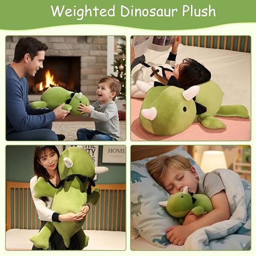 SQEQE Weighted Dinosaur Plush, Weighted Dinosaur Stuffed Animal, Dino Plushies Dino Pillow Toy Gift for Kids Adults 9.8 Inch, 0.8 Lbs thumbnail 5