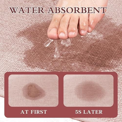 *BOUGHT* Bathroom Rugs Mat 24x17, Ultra Thin Non Slip Bath Mat Small Quick Dry Absorbent Bath Mat for Bathroom Floor, (Pink, 24"x17") thumbnail 4