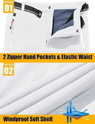 MAGCOMSEN Men's Winter Pants Fleece Lined Ski Snow Pants Water Resistant 4 Zip Pockets Outdoor Pants thumbnail 3