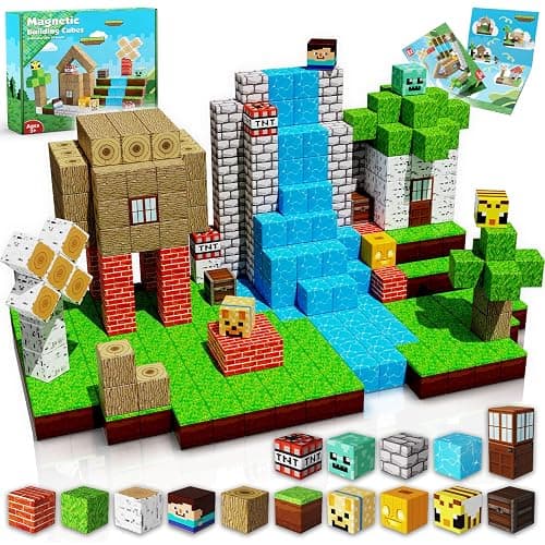 ToyUnited Magnetic Blocks-100PCS Magnetic Building Blocks Magnet Cube Toys Stacking,Build Forest World Set,STEM Montessori Sensory Toys for Kids Boys Girls Age 3 4 5 6 7 8 9 10 Easter Birthday Gift thumbnail 7