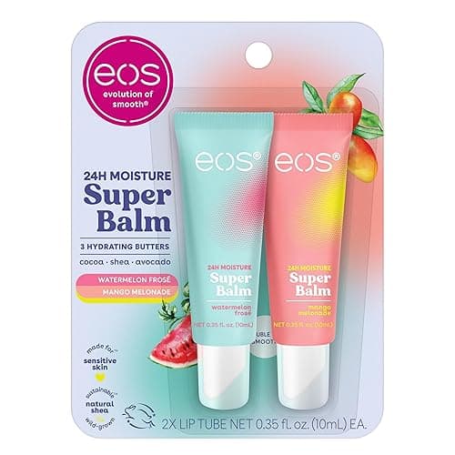 eos 24H Moisture Super Balm- Watermelon Frosé & Mango Melonade, Lip Mask, Day or Night Lip Treatment, Made for Sensitive Skin, 0.35 fl oz, 2-Pack - Image 1