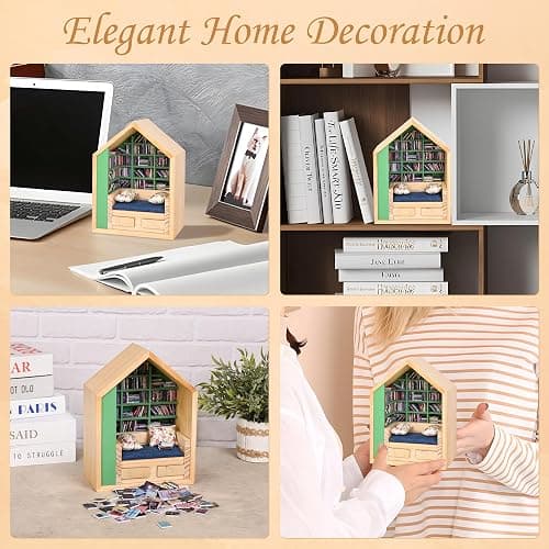 SIHPTO Anxiety Mini Bookshelf with 300pcs Mini Books，Small Nook Decor for Book Lovers, Miniature Book Library,Stress-Relieving Gifts for Family and Friends thumbnail 7