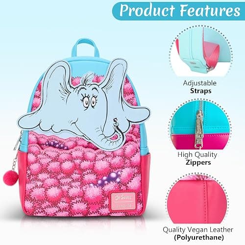 Loungefly Dr Seuss Horton Hears A Who Floral Elephant Double Strap Shoulder Bag Mini Backpack thumbnail 4
