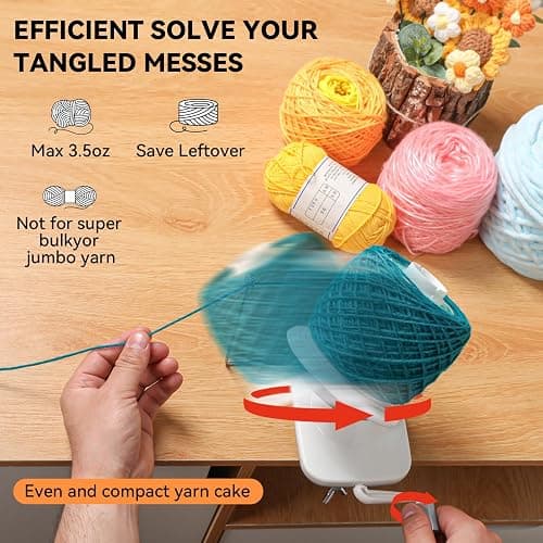 SPEENSUN Yarn Winder, Yarn Winder for Crocheting, 3.5 OZ Easy-to-Install and Efficiently Yarn Ball Winder with Lower Noise, Yarn Spinner for Crochet and Knitting Lover for Yarns Below Size 5 thumbnail 2