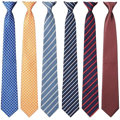 Janmercy 6 Pcs Clip on Tie for Men Clip on Necktie Striped Solid Plaid Dots Mixed Lot Tie for Wedding Office School, 20 Inch - Image 1