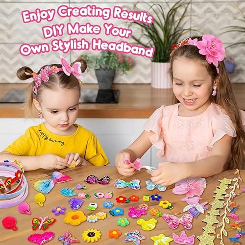 Headband Making Kit, DIY Hair Accessories Make Your Own Fashion Headband Toys for Girls 4-10 Gifts 8-12 Years Old Kids Craft Kit Arts and Crafts for Kids - Multi thumbnail 2