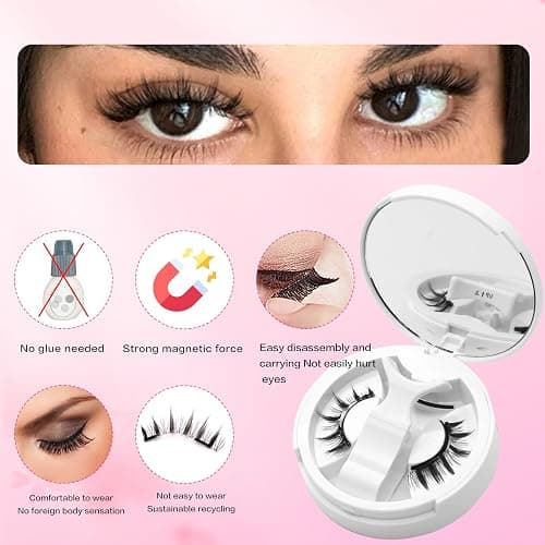 Reusable Magnetic Lashes Natural Look Magnetic Eyelashes without Eyeliner No Glue Needed False Eyelashes Magnetic Lashes Kit with Applicator thumbnail 2
