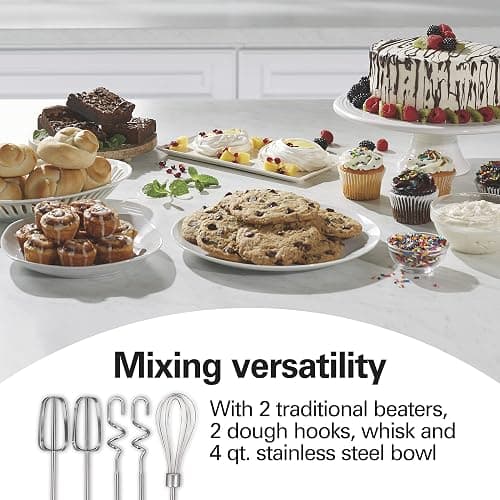 Hamilton Beach Classic Stand and Hand Mixer, 4 Quarts, 6 Speeds with QuickBurst, Bowl Rest, 290 Watts Peak Power, Blue (64658) thumbnail 4