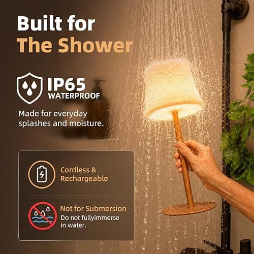 EZVALO Spa-Like Shower Lamp – IP65 Waterproof Bathroom Lamp, Rechargeable Cordless Mood Light, 3 Color Temps for Relaxing Bathroom & Bathtub Experience (1 Pack) thumbnail 3