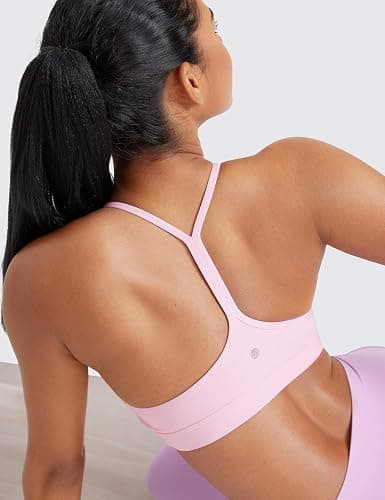 CRZ YOGA Butterluxe Y Back Sports Bras for Women - Padded Racerback Low Impact Spaghetti Thin Strap Workout Yoga Top - Image 1