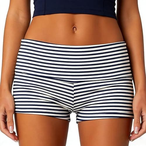 KMBANGI Womens Fold Over Shorts Elastic Waist Y2k Lounge Shorts Foldover Cute Pajama Micro Bottoms Mini Shorts Sleepwear thumbnail 4