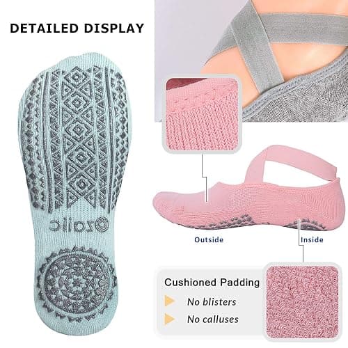 Ozaiic Pilates Socks for Women Non Slip Grip, Yoga Socks with Grippers for Barre, Hospital, Ballet, Dance, Barefoot Workout thumbnail 5