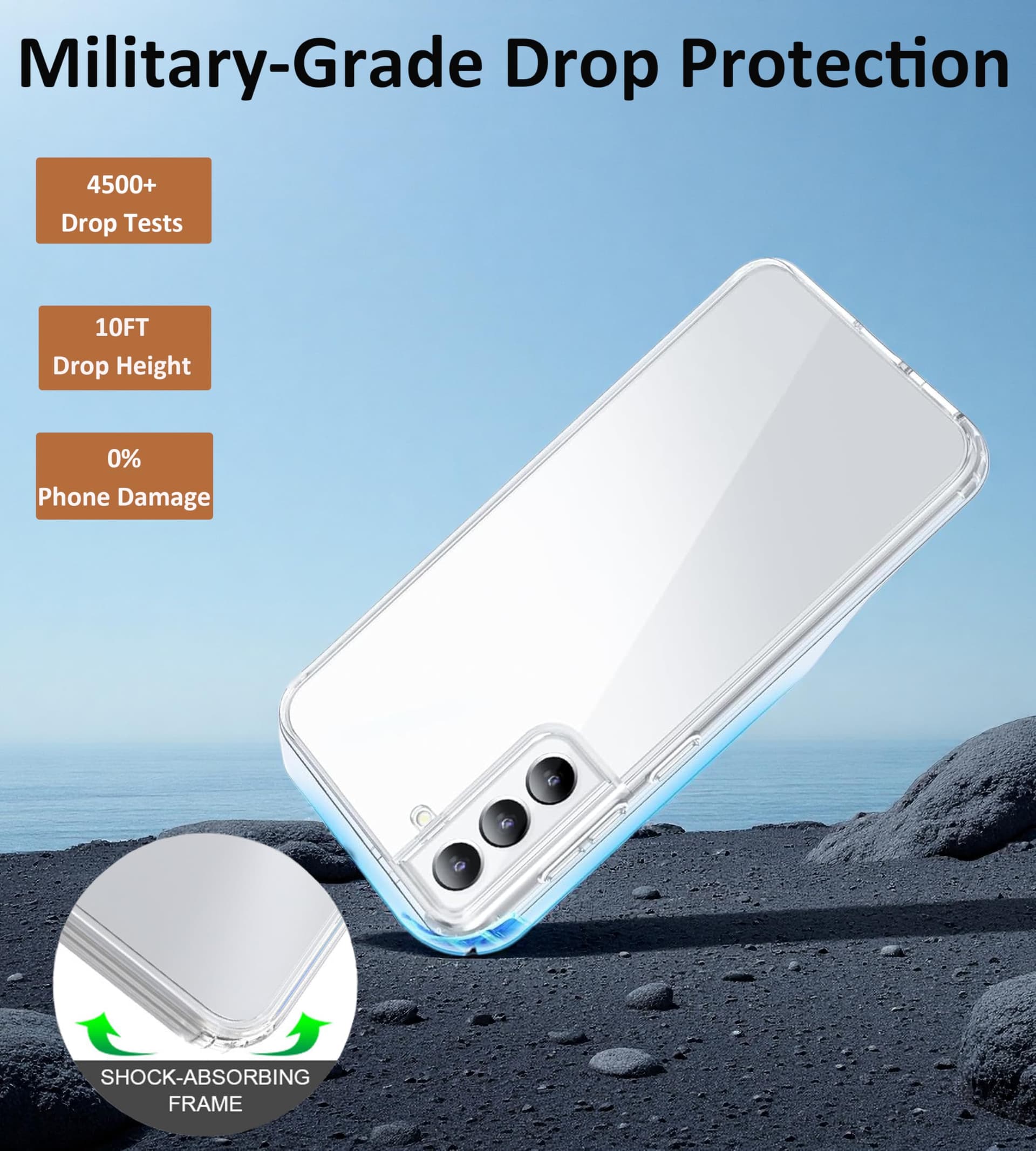 for Samsung Galaxy S21 Case Clear [Anti-Yellowing] [Military Grade Drop Protection], Areaphmet Shockproof Hard PC +Soft TPU Back Phone Case for Galaxy S21 Case - Clear thumbnail 4