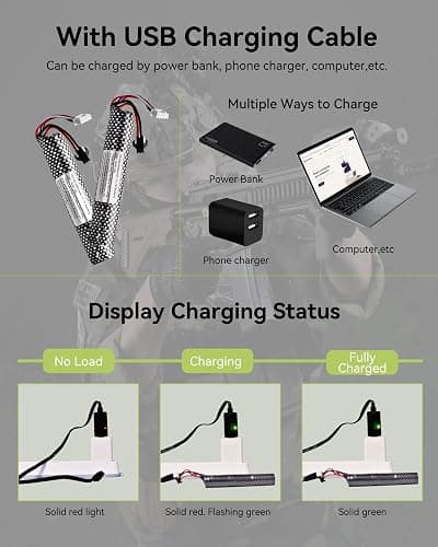 11.1v 2000mAh Battery with Charger - Rechargeable Batteries Accessories with SM2P Plug Mini Tamiya Connector for Airsoft Compatible with Gel Ball Blaster Gun,1 pcs thumbnail 5