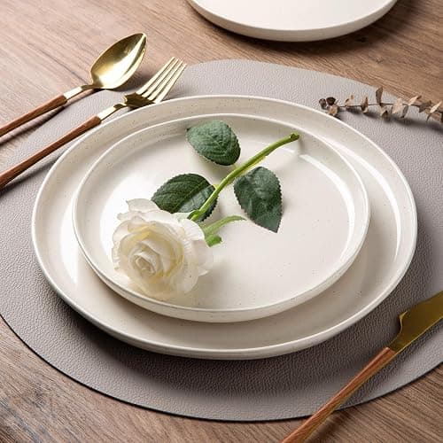 AmorArc Ceramic Dinnerware Sets, Handpainted Plates and Bowls Set with Rustic Terracotta Underside, Scratch Resistant Stoneware Dishes Set, Dishwasher & Microwave Safe thumbnail 2