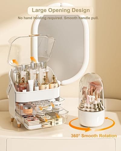 Makeup Organizer, Skincare Holder Bathroom Counter Organizer, Storage Box Cosmetic Display Cases, Teen Girl Gifts Trendy Stuff Make up Organizers for Vanity, Dresser, Countertop (Rose Gold) thumbnail 5