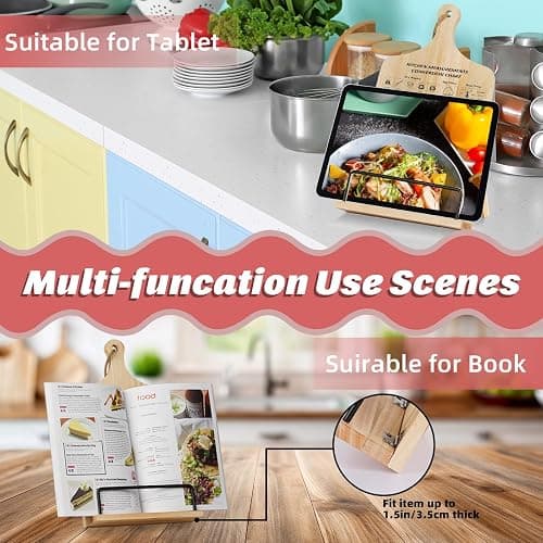 Kitchen Conversion Chart Cookbook Stand, Sturdy Wood Cook Book Holder, Recipe Cookbook Holder Stand with Kitchen Counters, Baking Christmas Gifts for Women, Accessiores for Holding Cookbooks thumbnail 3