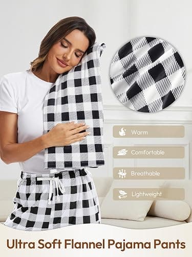 SEVEGO Tall Women's 32"/34"/36" Inseam Flannel Pajama Pants Stretch Drawstring Waist Lounge Sleep Bottoms with Pockets thumbnail 4