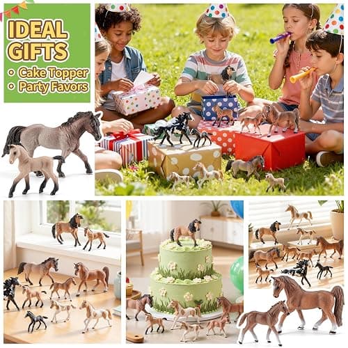 THINKBAY 10PCS Solid 6" Horses Family Figurines, Realistic Farm Animal Toys | Horses Family Toy Sets, 10 Solid Realistic Farm Animals, Great Birthday Gift for Learning, Cake Toppers for Kids Boys & Girls thumbnail 7