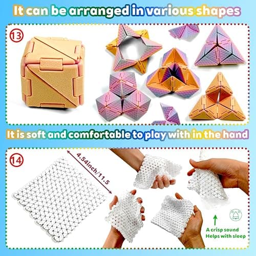 14-in-1 3D Printed Fidget Set for Adults - Sensory Anxiety Relief with Clicker, Articulated Dragon, Impossible Pyramid, Gyro Spinner, Poker Chips, Stress Relief Gifts for Men Women thumbnail 3