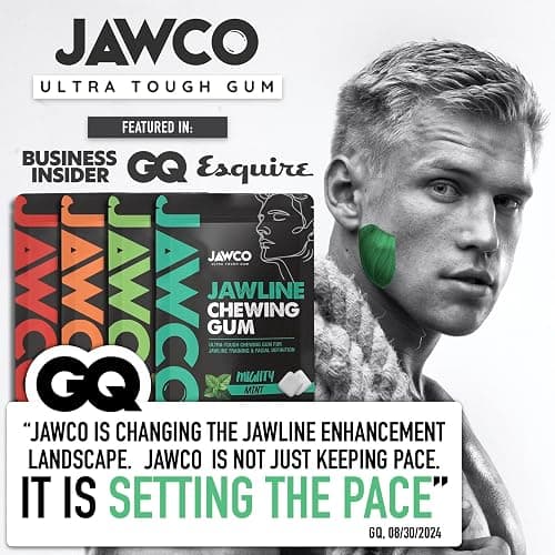 JAWCO Ultra-tough Jawline Chewing Gum | Get a Stronger, Squarer Jawline | Sugar-Free Jaw Training Hard Gum | Chisel, Sculpt, & Tone | 15X Hardness | Facial Fitness Mewing Gum | Muscle Mango (1-Pack) thumbnail 6
