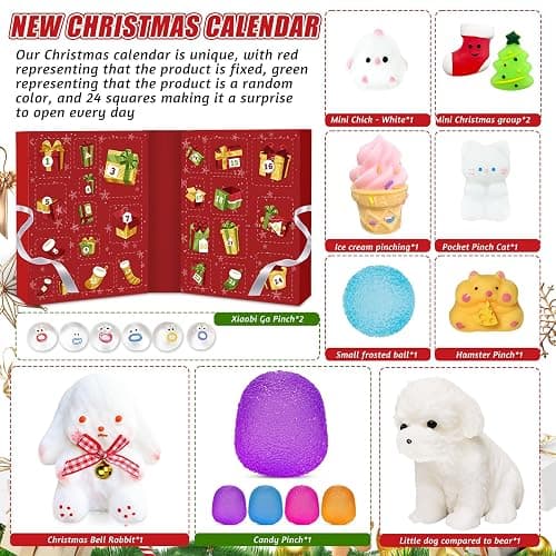 Advent Calendar 2026, 24 Days of Christmas Countdown Calendar | Including 24 Kawaii Squishies Toys, Surprises Sensory Fidget Toys for Kids & Adult, Christmas Party Favors Squeeze Gift thumbnail 3
