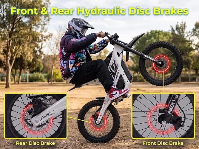 NEXVEY Flash PRO 5000W Adult Electric Dirt Bike 60V 27Ah E-Motorcycle | Off-Road Only, wheelie assist, Mid-Drive Motor, 55MPH top speed & 55-mile range,17/14" all-terrain tires for off-road riding thumbnail 5