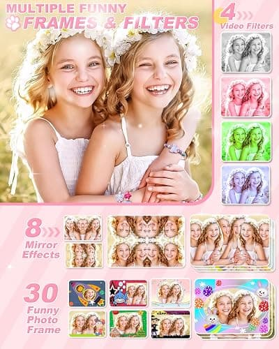 Uffylle Kids Camera, 1080P 48MP Front Selfie Toddler Camera, 3.5 inch Big Screen Toy Camera, 10X Zoom in Chritmas Birthday Gift Cameras for Kids Boys Girl Age 2 3 4 5 6 7 8 9 10 11 12, Red thumbnail 6