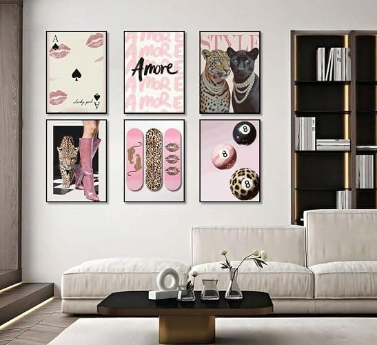 Trendy Leopard Wall Art Coquette Preppy Y2k Prints Painting Funky Lucky 8 Ball Canvas Posters Fashion Pink Cheetah Aesthetic Wall Decor Pictures Girly Bedroom Apartment Dorm 8x10in Unframed thumbnail 5