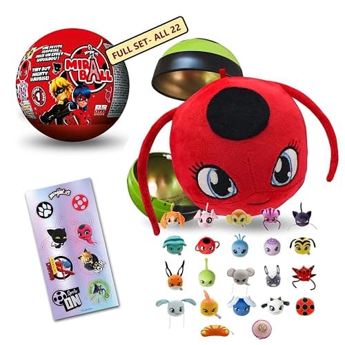 Miraculous MiraBall Surprises Ladybug - Blind Capsule Toy with Expandable Memory Foam Plush & Stickers - Fun Mystery Plush Ball for Kids Collecting, Party Favors - Full Set - All 22 - Image 1