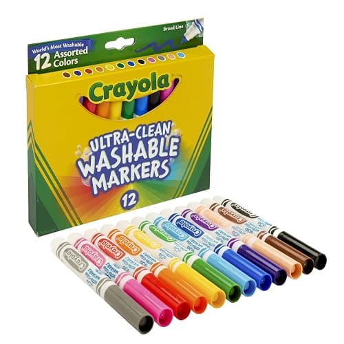 Crayola Broad Line Markers (12 Count), Washable Markers for Kids, Assorted Colors, Arts & Crafts Supplies, For Coloring Books & Art Projects, Ages 3+ - Image 1