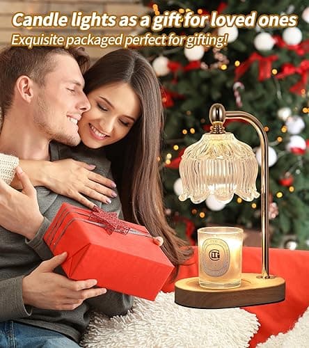 MEIXISUE Candle Warmer Lamp with Timer and Dimmer,Electric Gold Light Gifts for Women Melt Wax Warmer Lamp with 2 Bulbs for Candle Jars House Warming New Home Decor Bedroom - Gold ‎flower thumbnail 2