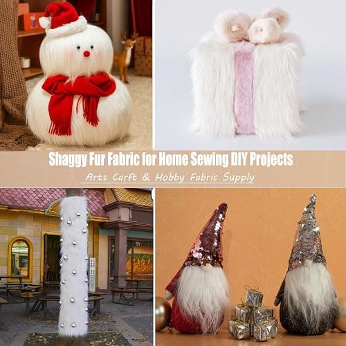 Faux Fur Fluffy Crafts Fabric 23.6x59 inch White, Long Pile Shaggy Fur Fabric for Costume, Halloween Decoration, Home Sewing, Craft Arts Supply, Upholstery, Christmas Plush Furry Material thumbnail 4