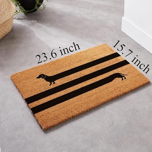 Funny Dachshund Weiner Dog Welcome Mat - Personalized Coir Rug with Heavy-Duty PVC Backing - Non Slip Outdoor - 23.6 x 15.7 inch thumbnail 3
