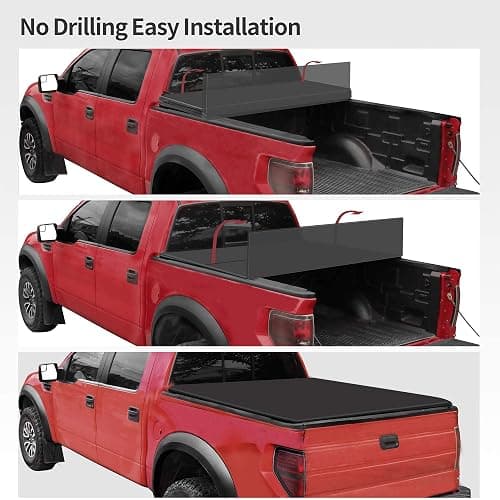 oEdRo Soft Tri-Fold Truck Bed Tonneau Cover Compatible with Dodge Ram 1500 2002-2025 (Inclu. Classic & New), Fit for Dodge Ram 2500 3500 2003-2025, Fleetside 6.4 Ft Bed w/o Ram Box thumbnail 4
